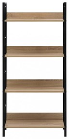 4 szintes tölgyszínű szerelt fa könyvespolc 60x27,6x124,5 cm