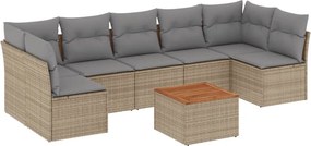 vidaXL 8 részes bézs polyrattan kerti ülőgarnitúra párnával