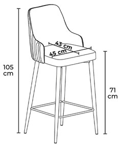 Enox Anthracite bárszék szett, 6 db, 6 db