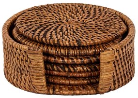 Barna rattan poháralátét szett 6 db-os – Tiseco Home Studio