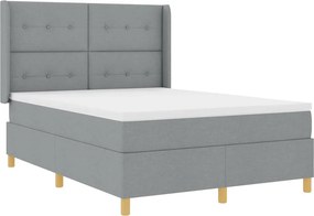 vidaXL Boxrugós ágy matracmal Világosszürke 140 x 190 cm szövet