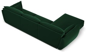 Sötétzöld bársony sarokkanapé (bal oldali-heverő résszel) Vanda – Mazzini Sofas