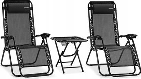 Kerti Napozóágy 2 Db-os Szett Asztal Szék Zero Gravity Összecsukható Fotelek
