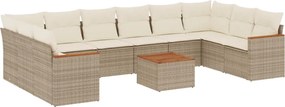 vidaXL 11 részes bézs polyrattan kerti ülőgarnitúra párnákkal