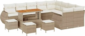 vidaXL Kerti Kanapé Szett 13 pcs Bézs polirattan