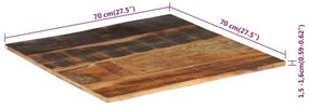 négyszögű tömör újrahasznosított fa asztallap 70x70 cm 15-16 mm