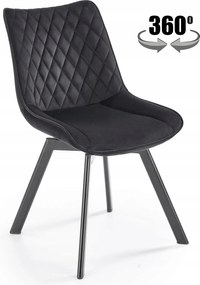 Konyhai szék velvet fekete steppelt glamour étkezőbe és konyhába -K520