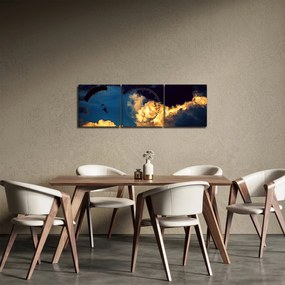 Ejtőernyős a felhőkben képe (órával) (90x30 cm)