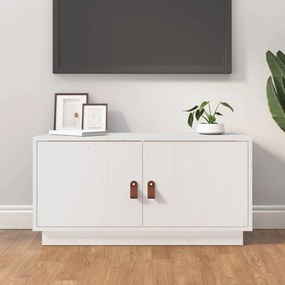 Fehér tömör fenyőfa tv-szekrény 80 x 34 x 40 cm