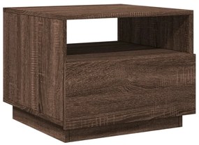 barna tölgyszínű dohányzóasztal LED-lámpákkal 50x49x40 cm