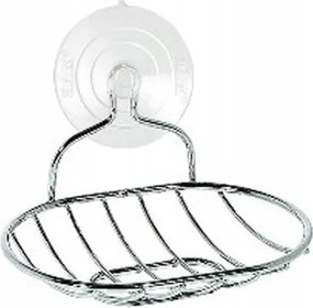 Szappantartó, ovális, 13,5x9,5 cm, króm, tapadókoronggal