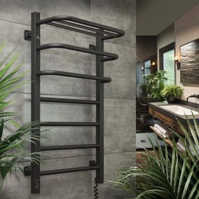 Fürdőszobai elektromos radiátor termosztáttal FORTIS 350W/230V 80,6 cm IP44 fekete jobb