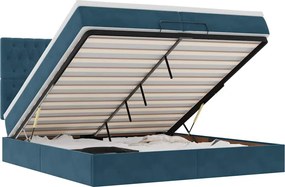vidaXL Ottomán ágy matracokkal & LED-ek Sötétkék 200x200cm bársony