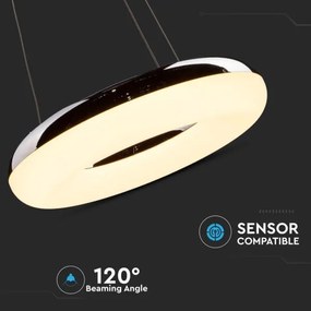 LED Csillár zsinóron LED/40W/230V 3000K átm. 40 cm fényezett króm