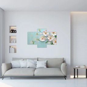 Kép - Virágok kék háttéren (90x60 cm)