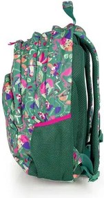 Hátizsák, iskolatáska, cipzáras, GABOL Vida, zöld, trópusi mintás (GA237740L)