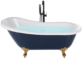 Kék és arany szabadon álló fürdőkád 153 x 77 cm CAYMAN Beliani