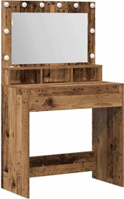 vidaXL Öltözködőasztal polcokkal Öreg fa 75,5 x 41 x 135 cm Faanyag