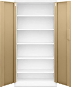 Irodai fém szekrény számzáras fehér / dió: Eco Design DANIEL, 900 x 1850 x 400 mm