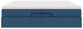 Ottomán ágykeret matracokkal kék 200x200cm szövet