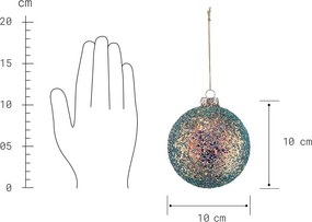 HANG ON üveg karácsonyfadísz flitterekkel, zöld-arany Ø 10cm