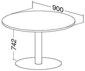 ProOffice tárgyalóasztal, átmérő 90 cm, bükkfa