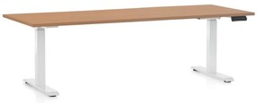 Állítható magasságú asztal OfficeTech C, 200 x 80 cm, fehér alap, bükkfa