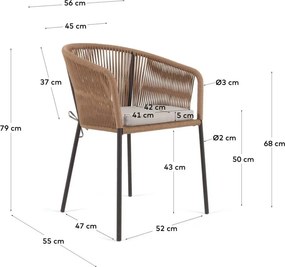 Bézs fém-párnázott kerti szék Yanet – Kave Home