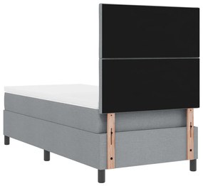 Rugós ágy matraccal és LED világítással, világosszürke, 100 x 200 cm szövet