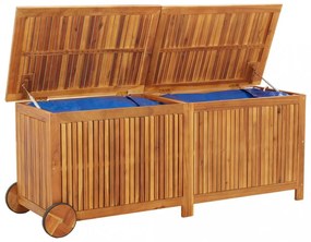 tömör akácfa kerti tárolóláda kerekekkel 150 x 50 x 58 cm