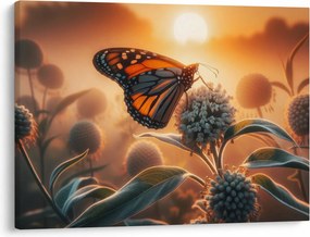 Kép – Pillangó a lenyugvó napban (70x50 cm)