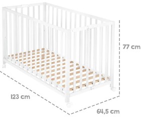 Fehér összecsukható gurulós babaágy 60x120 cm Fold up – Roba
