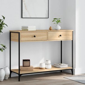 sonoma tölgy színű szerelt fa dohányzóasztal 100 x 34,5 x 75 cm