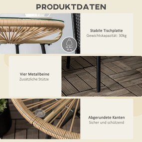 Kerti bisztró asztal, kerek asztal, rattan, barna, 50 x 50 x 50 cm