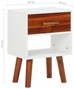 vidaXL 2 db tömör akácfa éjjeliszekrény 40 x 30 x 57 cm