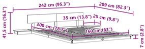 Földi ágykeret éjjeli szekrényekkel 160x200cm Tömör fa