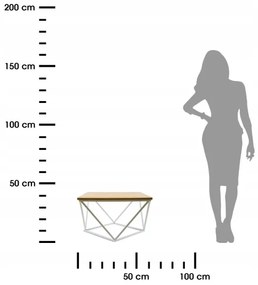 Kávésasztal CURVED 60x60 cm fehér/bézs