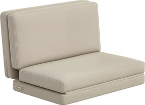 HOMCOM 3 az 1-ben Összecsukható Padlókanapé Ágy Velúr Hatással, Kárpitozott Kanapé Ágy, 240 kg-ig Támogatva, Hálószobába és Nappaliba, Bézs | Aosom