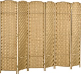 HOMCOM 6 Panel 240 x 170 cm Bambusz szobaelválasztó összecsukható képernyő a nappaliba - Természetes | Aosom