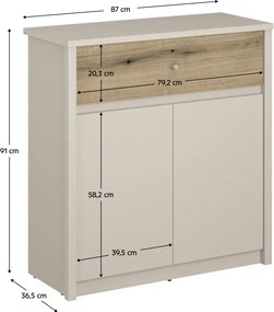 Komód, kasmír/evoke tölgy, KAROS 2D1S