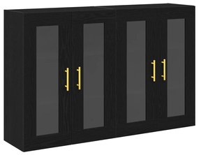 Fali Szekrények 2 db Fekete Tölgy 69,5x34x90 cm Kompozit Fa