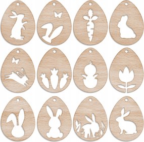 Húsvéti tojások festéshez, fa dekorációk, díszek, tojások 12 db
