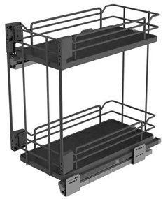 Konyhai fémrács, 600mm, oldalra szerelhető, antracit, teljes kihúzás, csillapított záródás, rejtett fióksín, 2 kosár SIGE, Infinity Line 004