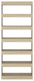 Sonoma-tölgy forgácslap könyvszekrény/térelválasztó 80x30x198cm
