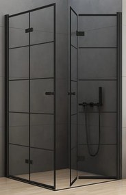 New Trendy New Soleo Black zuhanykabin 90x90 cm négyzet fekete félmatt/üveg mintával D-0289A/D-0290A