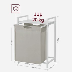 Szennyestartó 65l, szennyeskosár polccal, kihúzható zsákkal, fehér