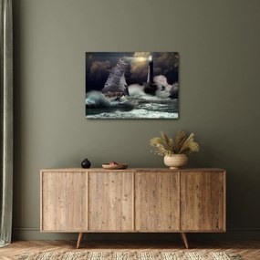 Kép - Viharos hullámokon áthajózó hajó (70x50 cm)