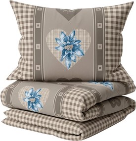 Flanel ágyneműhuzat HEART RETRO barna Ágyneműhuzat mérete: 70 x 90 cm | 140 x 220 cm