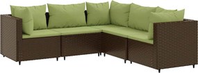 vidaXL 5 részes barna polyrattan kerti ülőgarnitúra párnákkal
