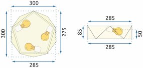 Szerszámlámpa - Mennyezeti lámpa Diamond 30cm E27 3x60W APP875-C, arany, OSW-08973